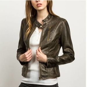 TCEC Vegan Brown Faux Leather Jacket
